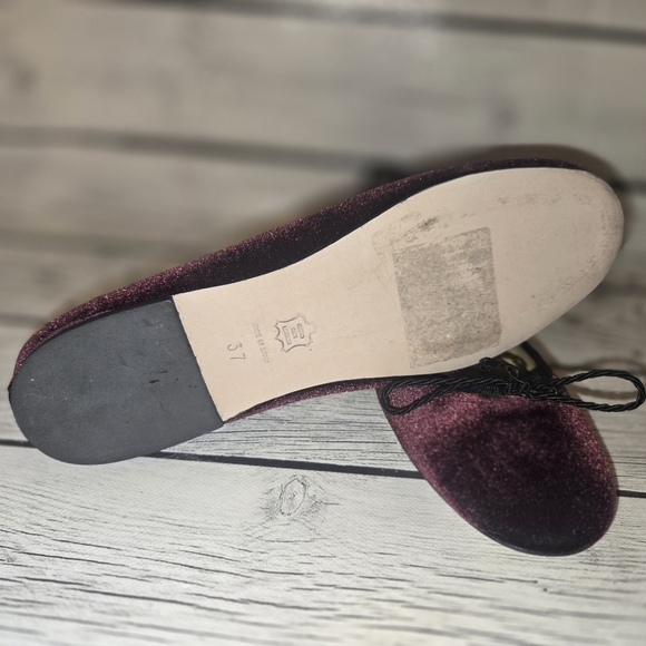 FS/NY Wmens Velvet Round Toe Slip On Ballet Flats Burgundy Size 37 - Picture 5 of 7